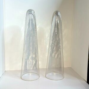 Set of 2 Crackle Glass Christmas Trees or Cone Shaped Vases.(2-C)